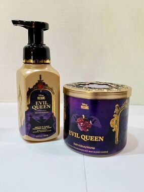 Bath & Body Works Evil Queen Hand Soap & Candle Set - Purple & Gold